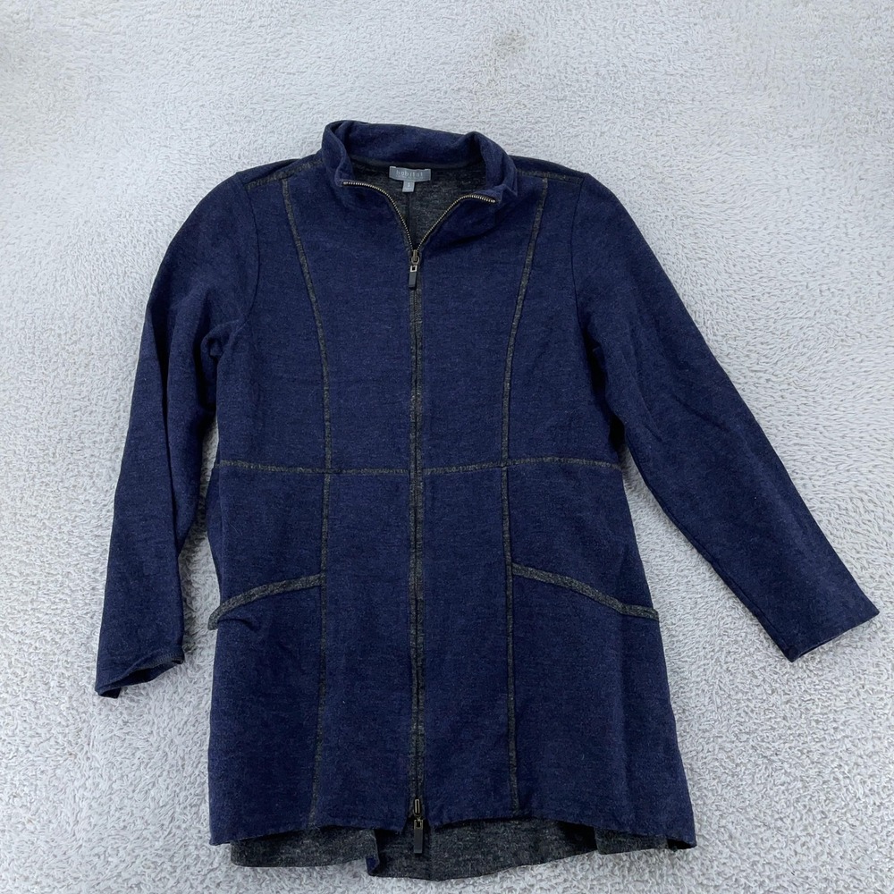 Habitat Clothes to Live In Jacket Womens Small Navy‎ Stretch Funnel Neck Full Zp